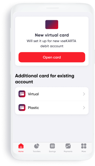Click on the "Plastic" button, select the account to which you want to order a card and familiarize yourself with the conditions. Click "Continue" 