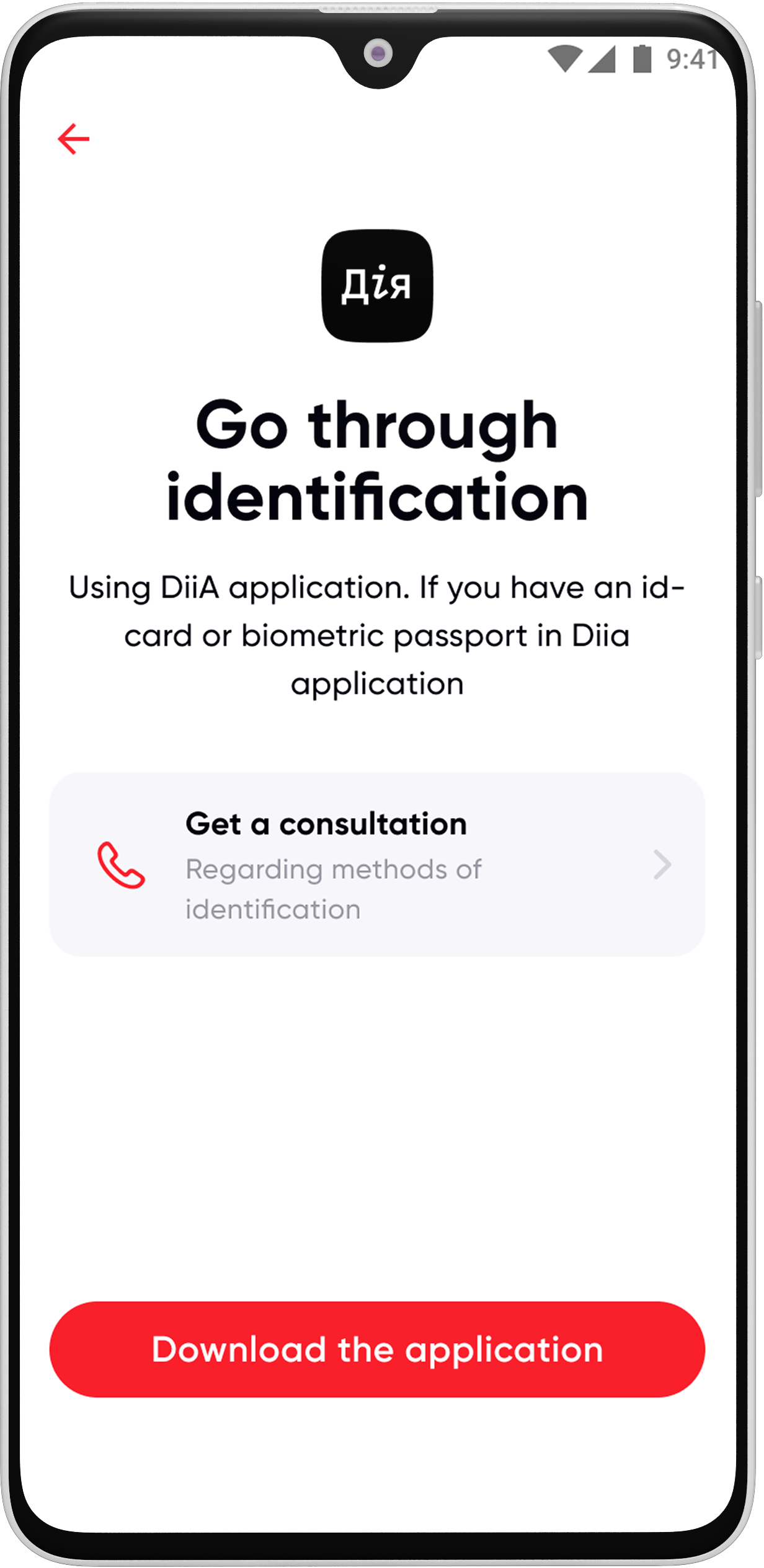 Pass identification through Diia: 